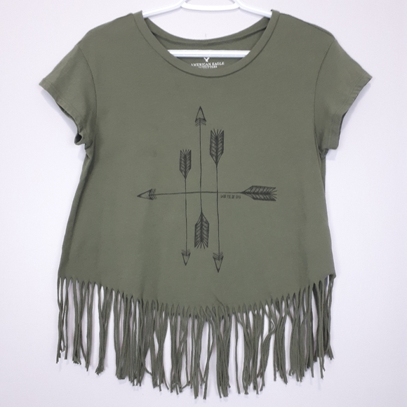 American Eagle Outfitters Tops - 🛍 3/$12 AMERICAN EAGLE Arrow Fringe Shirt